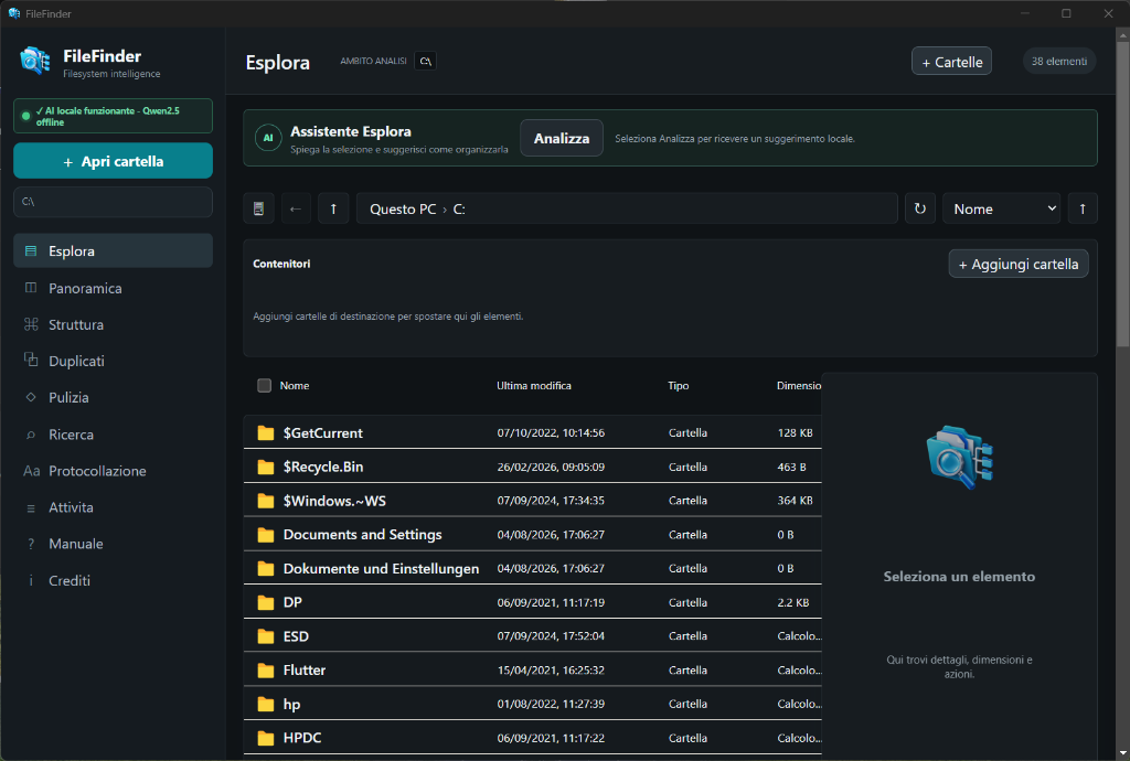 FileFinder Interfaccia Reale dell'Applicazione